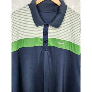 Reebok Golf Polo Shirt Men’s 4XL Navy Green Striped PlayDry Performance